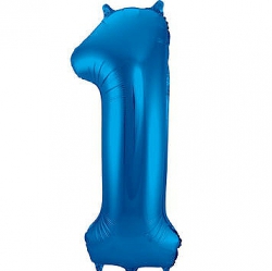 Blauw cijfer ballon 84 cm, ongevuld